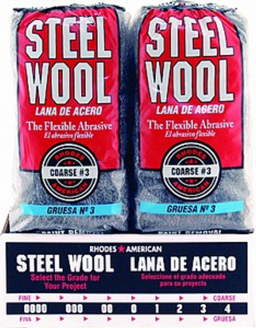 Rhodes American 106606-06 Grade 3 Steel Wool 16 Pad Poly Sleeve