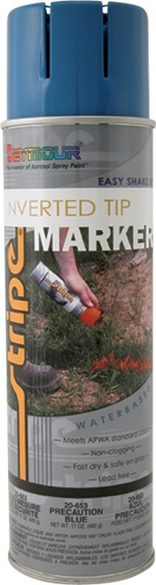 Seymour 20-653 20 oz. (17 oz. Fill) Precaution Blue Stripe Inverted Tip Marker