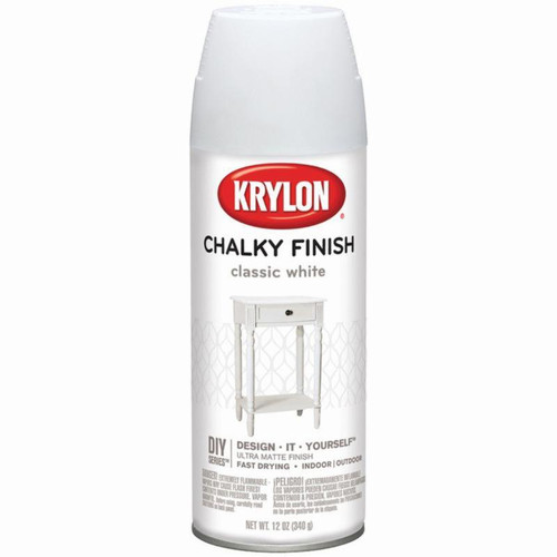 12 Oz Krylon 4101 Classic White Chalky Finish Spray Paint Coating - Case of 6