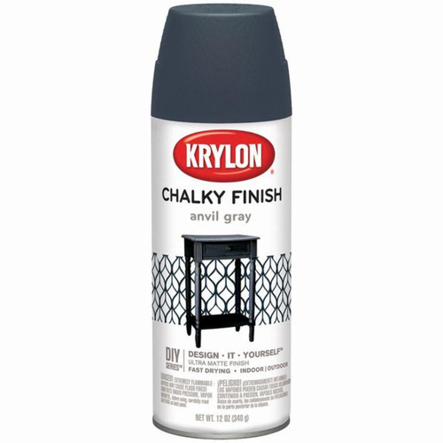 12 Oz Krylon 4104 Anvil Gray Chalky Finish Spray Paint Coating - Case of 6
