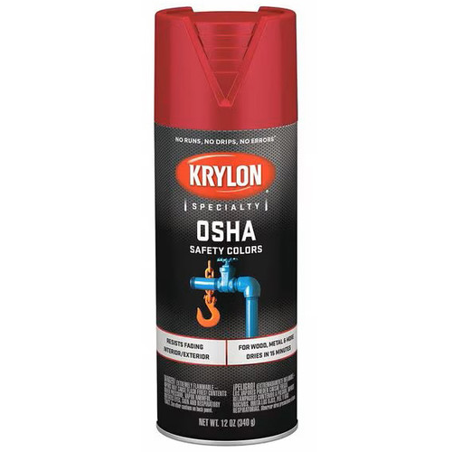 12 Oz Krylon K02116777 Safety Red OSHA Safety Colors Standard Spray Paint - Case of 6