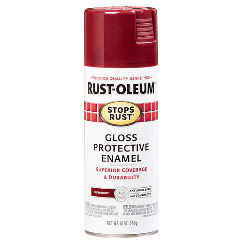 12 Oz Rust-Oleum 7768830 Burgundy Stops Rust Protective Enamel Spray Paint, Gloss - Case of 6