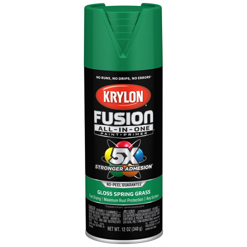 12 Oz Krylon K02724007 Spring Grass Fusion All-In-One Paint & Primer Spray Paint, Gloss - Case of 6