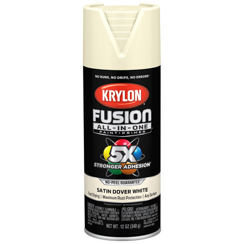 Krylon K02737007 12oz Satin Dover White Fusion All-In-One Spray Paint