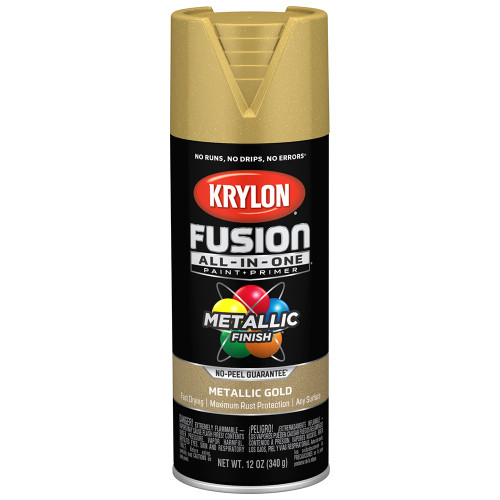 12 Oz Krylon K02770007 Gold Fusion All-In-One Paint & Primer Spray Paint, Metallic
