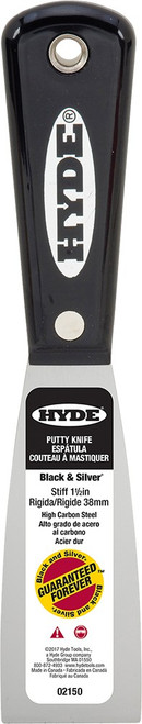 Hyde 02150 1-1/2" Black & Silver Stiff Putty Knife