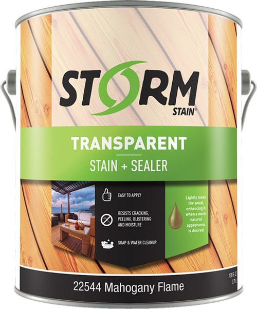 Storm 22544-1 1gal Transparent Stain & Sealer Dual Dispersion Mahogany Flame 100 VOC