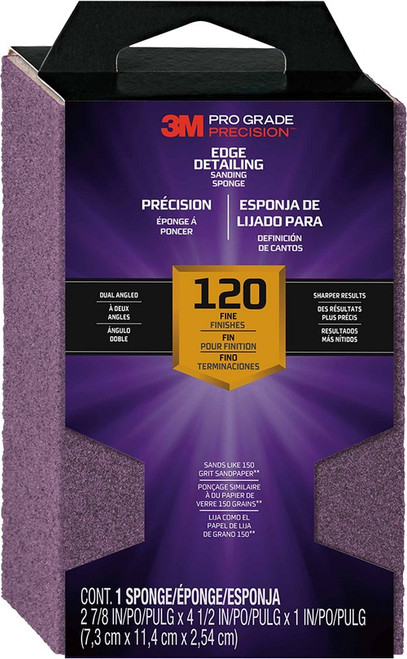 3M 24303TRI-XC-DA 2-7/8" x 4.5" (36 Grit) Pro Grade Precision Edge Detailing Dual Angle Sanding Sponge