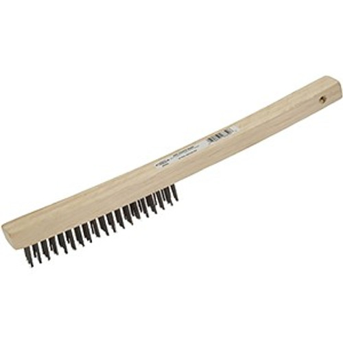 Hyde 46850 3 x 19 Wood Wire Brush w/ Curved Handle