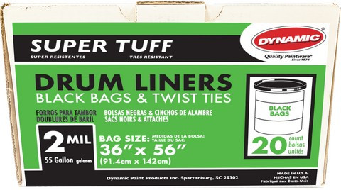 Dynamic 25502 55gal 2mil Black Heavy Duty Drum Liner (20pk)