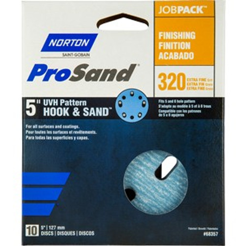 Norton 68357 5" 5 & 8 Hole P320B ProSand Paper H&L UVH Disc (10pk)