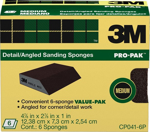3M CP041-6P 2-7/8" x 4-7/8" x 1" Med Single Angle Sanding Sponge (6pk)