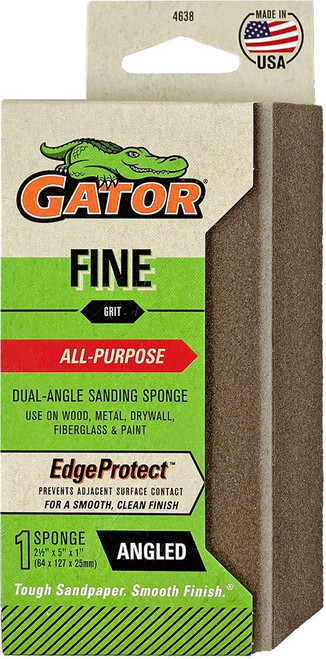 Gator 4638GA Fine 2-1/2" x 5" x 1" Dual Angled Sanding Sponge Drywall