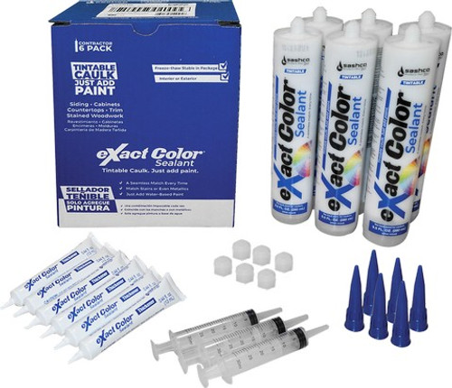 Sashco 12005 Exact Color Caulk Contractor Pk - 6 Cartridges 3 Syringes 6 Activator