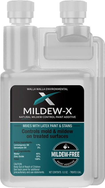 Walla Walla 78299 8.3oz Mildew-X Natural Mildewcide Paint Additive Treats 5 Gallons