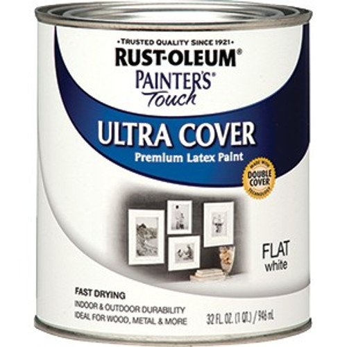 Rust-Oleum 1990502 qt Flat White Ultra Cover Painters Touch Paint