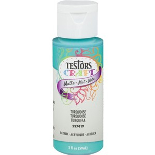 Testors Craft 297419 2 Oz. Turquoise Matte Acrylic Paint - 6ct. Case