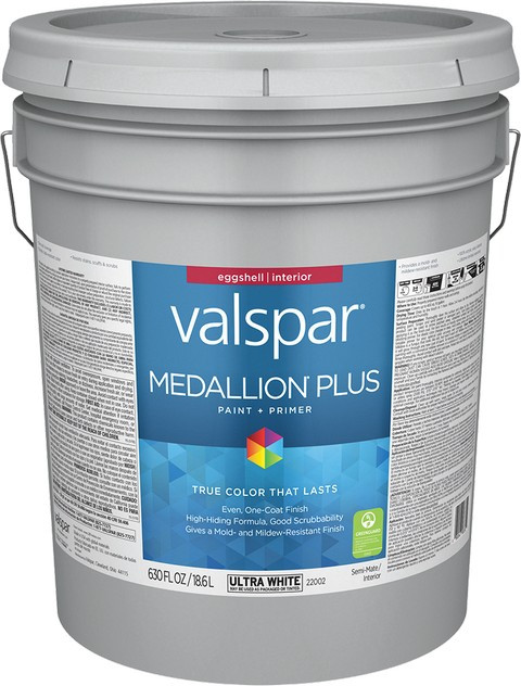 Valspar 22002.008 5gal Eggshell Finish Ultra White Base Medallion Plus Interior Paint & Primer
