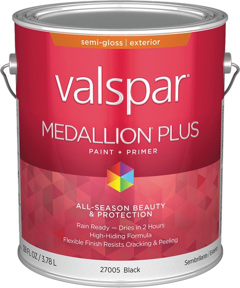 Valspar 27005.007 1gal Semi-Gloss Finish Black Medallion Plus Exterior Paint & Primer