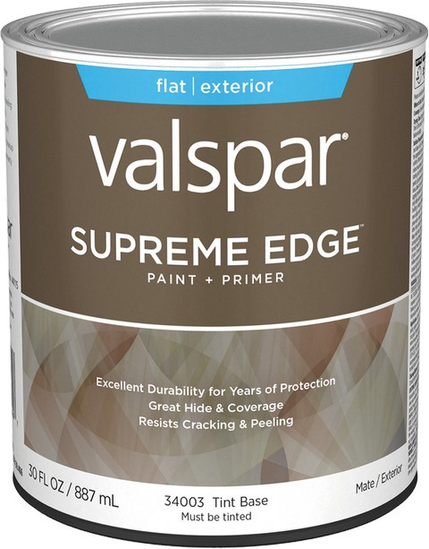 Valspar 34003.005 qt Flat Finish Tint Base Supreme Edge Exterior Paint & Primer