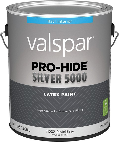 Valspar 71002.007 1gal Flat Finish Pastel Base Pro-Hide Silver 5000 Interior Paint
