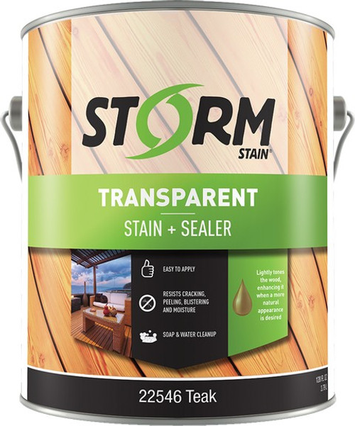 Storm 22546-1 1gal Transparent Stain & Sealer Dual Dispersion Teak 100 VOC