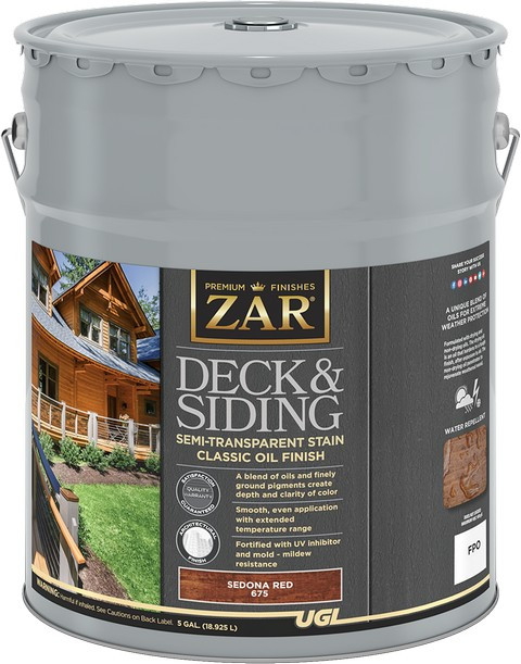ZAR 67515 5gal Sedona Red Deck and Siding Semi-Transparent Stain Classic Oil Finish