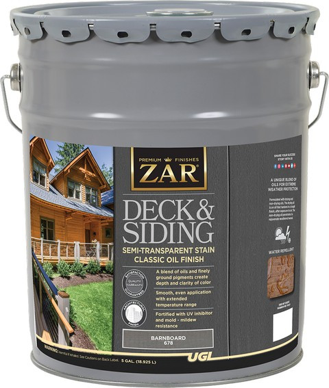 ZAR 67815 5gal Barnboard Deck and Siding Semi-Transparent Stain Classic Oil Finish