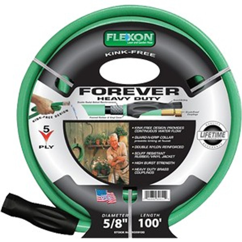 Flexon FXG58100 5/8" x 100' Green HD Forever Flow Garden Hose