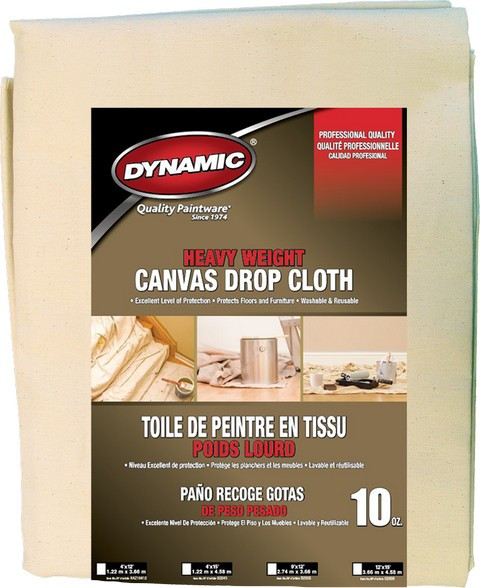 Dynamic 02060LAN 12' x 15' (3.66m x 4.58m) 10oz Heavy Weight Canvas Drop Cloth