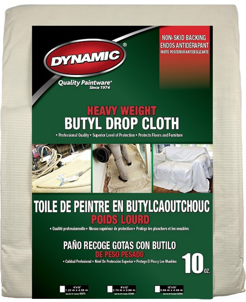 Dynamic 02070LAN 4' x 15' (1.22m x 4.58m) 10oz Heavy Weight Butyl Drop Cloth