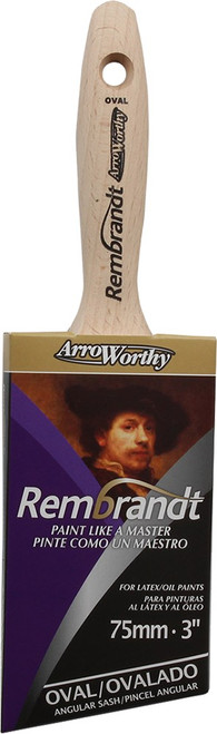 ArroWorthy 6426 3" Rembrandt NYLYN Polyester Semi-Oval Angle Sash Paint Brush