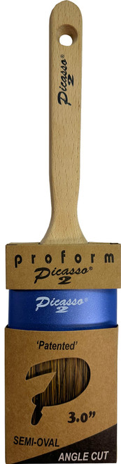 Proform G2-PIC1-3.0 3" Generation 2 Picasso Standard Handle Oval Angled PBT/Nylon Blended Paint Brush - 6ct. Case