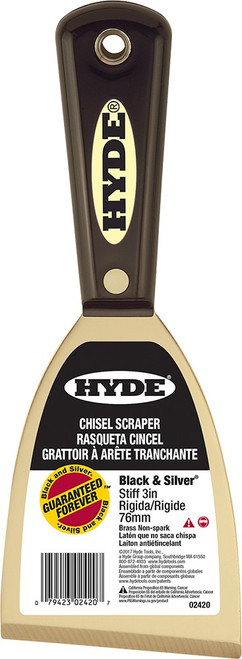 Hyde 02420 3" Brass Black & Silver Stiff Chisel/Scraper Non-Spark