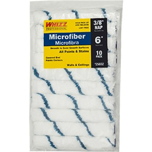 Whizz 25032 6" Microfiber Blue Stripe 3/8" Nap Mini Roller 10Pk