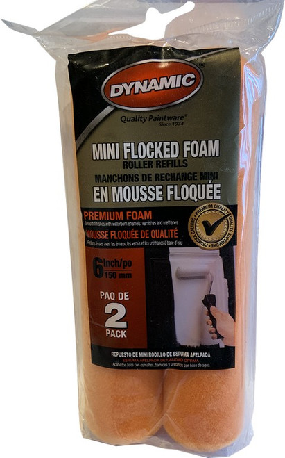 Dynamic 05504 6.5" (165mm) Flocked Foam Mini Roller Cover (2pk) - 10ct. Case