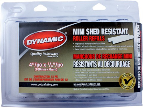 Dynamic 05600 4" x 1/4" (100mm x 6mm) Nap Shed Resistant Mini Roller Cover (12pk)