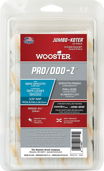Wooster RR502 4-1/2" x 3/8" Nap Pro/Doo-Z Jumbo-Koter Mini Roller Cover (10pk)