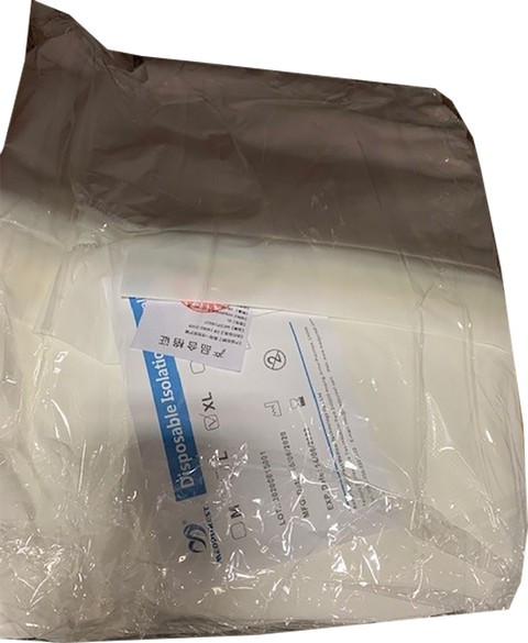 Aloe Coated Protective Coverall PP Non-Woven 37GSM + PE 28GSM Large - White (1 box contains 5 Coveralls)