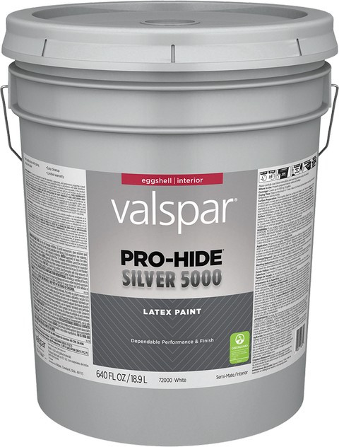 Valspar 72000.008 5gal Eggshell Finish White Base Pro-Hide Silver 5000 Interior Paint