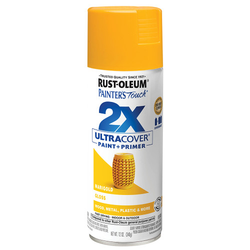 12 Oz Rust-Oleum 346955 Marigold Painter's Touch 2X Ultra Cover Paint + Primer Spray Paint, Gloss - Case of 6