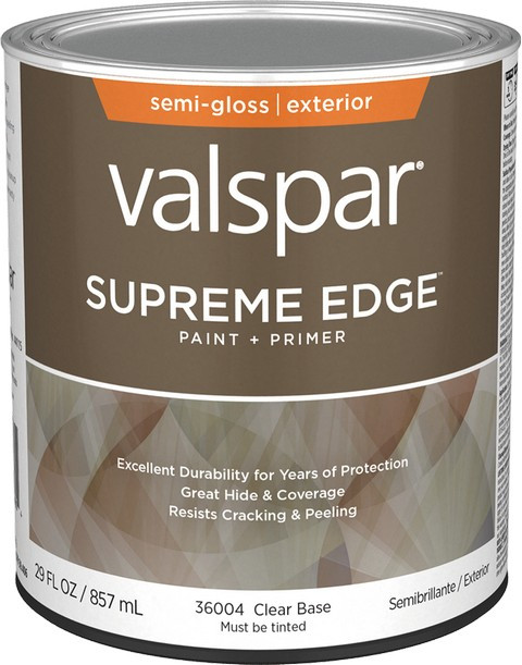 Valspar 36004.005 qt Semi-Gloss Finish Clear Base Supreme Edge Exterior Paint & Primer