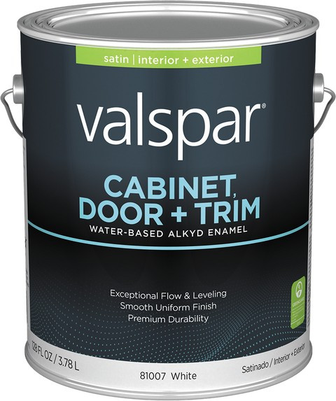 Valspar 81007.007 1gal Satin Finish White Base Cabinet Door & Trim Paint