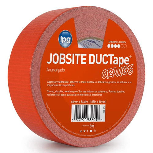 1.88" x 60 Yds Intertape 20COR2 Orange Jobsite General Purpose Duct Tape Colored - Case of 24