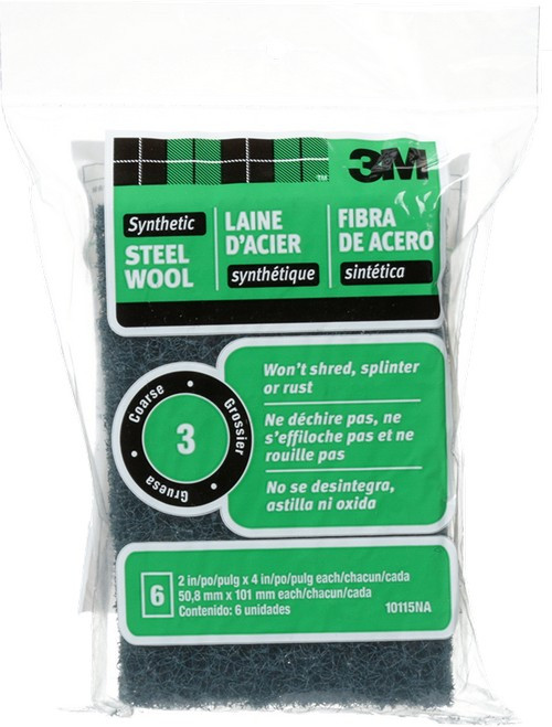 3M 10115NA 2" x 4" Coarse (#3) Synthetic Steel Wool Pads (6pk)