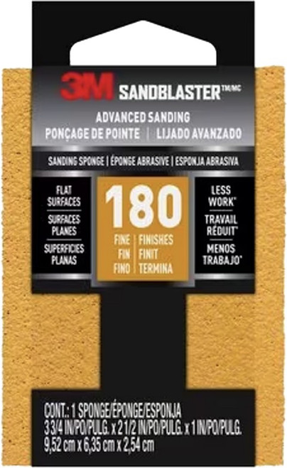 3M 20907-180 3-3/4" x 2-1/2" 180 Grit SandBlaster Advanced Sanding Sponge