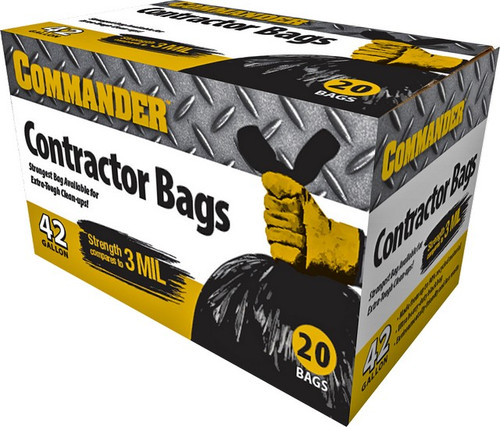 Aluf CONT20EV 42-Gallon 20ct Black Contractor Cleanup Bag (Compares to a 3mil)