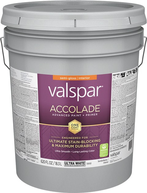 Valspar 13002.008 5gal Semi-Gloss Finish Ultra White Accolade Interior Paint & Primer