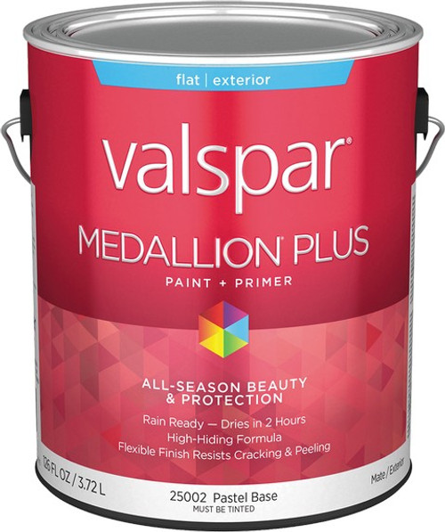 Valspar 25002.007 1gal Flat Finish Pastel Base Medallion Plus Exterior Paint & Primer