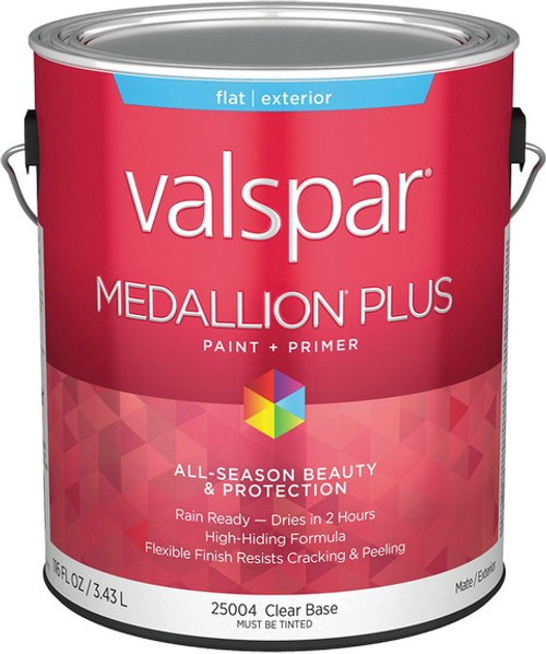 Valspar 25004.007 1gal Flat Finish Clear Base Medallion Plus Exterior Paint & Primer